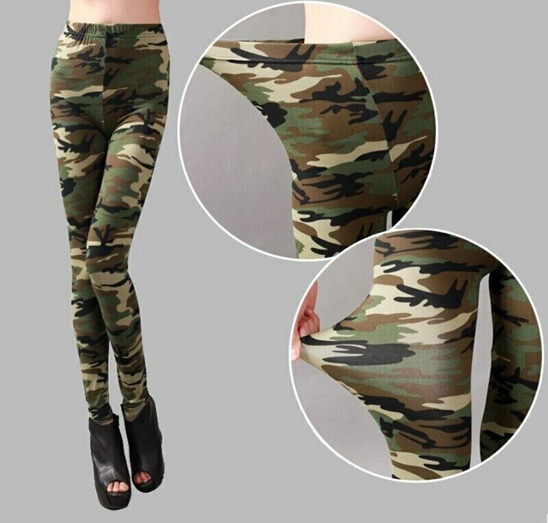 NEW Womens Ladies Camouflage Stretchy Leggings Army Camo Print